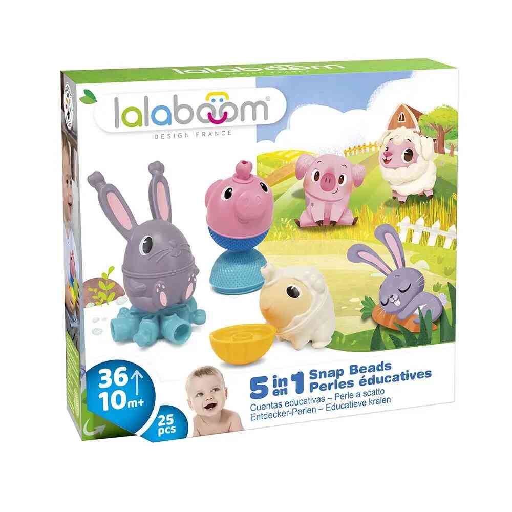 Lalaboom – Set of educational beads & 4 farm animals – BL321